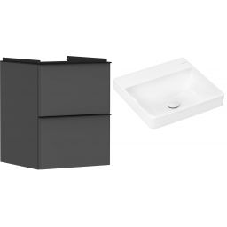 Hansgrohe Xelu Q szafka wisząca z umywalką 50x48 cm szary diament mat/czarny mat/biały (54020670, 61013450)