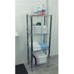 Kela Lars regał łazienkowy stojący chrom/szkło 18051