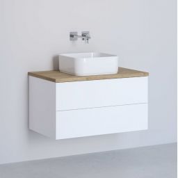 Kronenbach Cube szafka z blatem 81x48,7x44,5 cm podumywalkowa wisząca biały połysk-jasny dąb KBWTKOWTL812WHGH