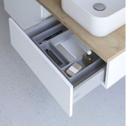 Kronenbach Cube szafka z blatem 81x48,7x44,5 cm podumywalkowa wisząca biały połysk-jasny dąb KBWTKOWTL812WHGH