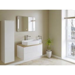 Kronenbach Cube szafka z blatem 81x48,7x44,5 cm podumywalkowa wisząca biały połysk-jasny dąb KBWTKOWTL812WHGH