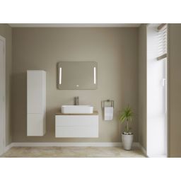 Kronenbach Cube szafka z blatem 81x48,7x44,5 cm podumywalkowa wisząca biały połysk-jasny dąb KBWTKOWTL812WHGH