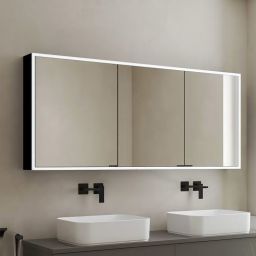 Kronenbach Cube 2.0 szafka 130x17x70 cm z lustrem czarny mat KB100234MB