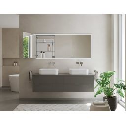 Kronenbach Cube 2.0 szafka 140x17x70 cm z lustrem wpuszczana srebro anodowane KB100213CR