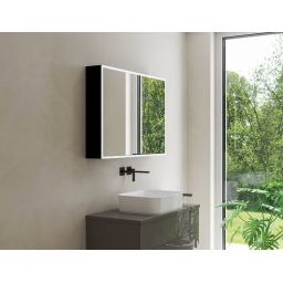 Kronenbach Cube 2.0 szafka 80x17x70 cm z lustrem czarny mat KB100217MB