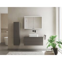 Kronenbach Cube 2.0 szafka 80x17x70 cm z lustrem czarny mat KB100217MB