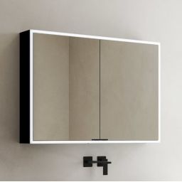 Kronenbach Cube 2.0 szafka 100x17x70 cm z lustrem czarny mat KB100218MB