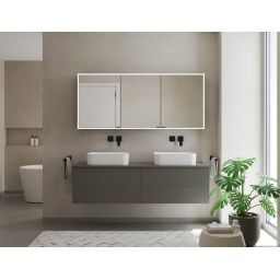 Kronenbach Cube 2.0 szafka 140x17x70 cm z lustrem czarny mat KB100221MB