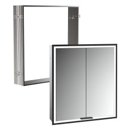 Zestaw Kronenbach Cube 2.0 szafka 60x17x70 cm z lustrem wpuszczana czarny mat z ramą montażową KB100224MB-Set