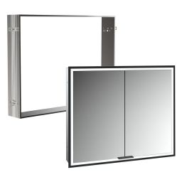 Zestaw Kronenbach Cube 2.0 szafka 80x17x70 cm z lustrem czarny mat z ramą montażową KB100225MB-Set