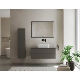 Kronenbach Cube 2.0 szafka 100x17x70 cm z lustrem wpuszczana czarny mat KB100226MB