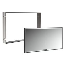 Zestaw Kronenbach Cube 2.0 szafka 120x17x70 cm z lustrem wpuszczana czarny mat z ramą montażową KB100227MB-Set