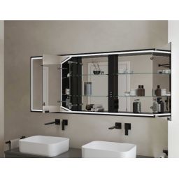 Kronenbach Cube 2.0 szafka 120x17x70 cm z lustrem wpuszczana czarny mat KB100228MB