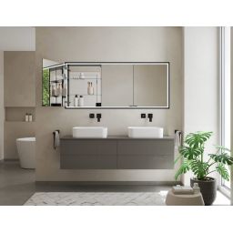 Kronenbach Cube 2.0 szafka 120x17x70 cm z lustrem wpuszczana czarny mat KB100228MB