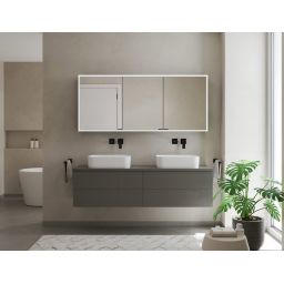 Kronenbach Cube 2.0 szafka 130x17x70 cm z lustrem czarny mat KB100234MB