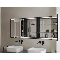 Kronenbach Cube 2.0 szafka 130x17x70 cm z lustrem wpuszczana czarny mat KB100235MB