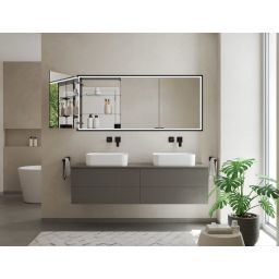 Kronenbach Cube 2.0 szafka 130x17x70 cm z lustrem wpuszczana czarny mat KB100235MB