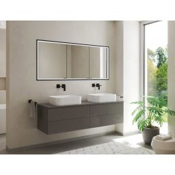 Kronenbach Cube 2.0 szafka 130x17x70 cm z lustrem wpuszczana czarny mat KB100235MB