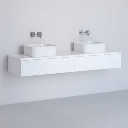 Kronenbach Cube szafka z blatem 161x48,7x23,5 cm podumywalkowa wisząca biały połysk KBWTKOWT1612WH