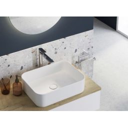 Kronenbach Cube szafka z blatem 161x48,7x23,5 cm podumywalkowa wisząca biały połysk-jasny dąb KBWTKOWT1612WHGH