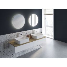 Kronenbach Cube szafka z blatem 161x48,7x23,5 cm podumywalkowa wisząca biały połysk-jasny dąb KBWTKOWT1612WHGH