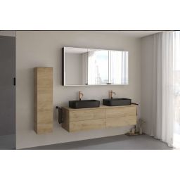 Kronenbach Cube szafka z blatem 161x48,7x44,5 cm podumywalkowa wisząca jasny dąb KBWTKOWT1614GH