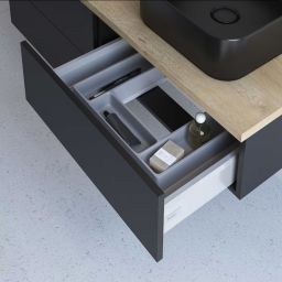 Kronenbach Cube szafka z blatem 101x48,7x23,5 cm podumywalkowa wisząca czarna-dąb KBWTKOWTL1011SMGH