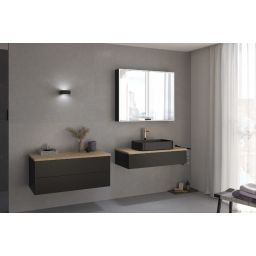 Kronenbach Cube szafka z blatem 101x48,7x23,5 cm podumywalkowa wisząca czarna-dąb KBWTKOWTL1011SMGH