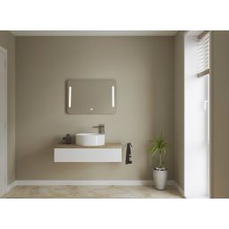 Kronenbach Cube szafka z blatem 101x48,7x23,5 cm podumywalkowa wisząca biały połysk-jasny dąb KBWTKOWTL1011WHGH