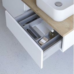 Kronenbach Cube szafka z blatem 101x48,7x23,5 cm podumywalkowa wisząca biały połysk-jasny dąb KBWTKOWTL1011WHGH