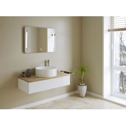 Kronenbach Cube szafka z blatem 101x48,7x23,5 cm podumywalkowa wisząca biały połysk-jasny dąb KBWTKOWTL1011WHGH