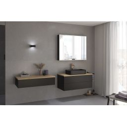 Kronenbach Cube szafka z blatem 101x48,7x44,5 cm podumywalkowa wisząca czarny mat-jasny dąb KBWTKOWTL1012SMGH