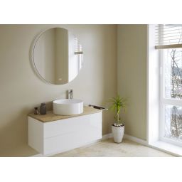 Kronenbach Cube szafka z blatem 101x48,7x44,5 cm podumywalkowa wisząca biały połysk-jasny dąb KBWTKOWTL1012WHGH