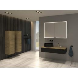 Kronenbach Cube szafka z blatem 121x48,7x23,5 cm podumywalkowa wisząca czarny mat-jasny dąb KBWTKOWTL1212SMGH