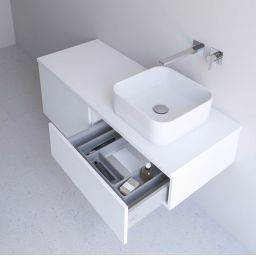 Kronenbach Cube szafka z blatem 121x48,7x23,5 cm podumywalkowa wisząca biały połysk KBWTKOWTL1212WH