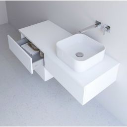 Kronenbach Cube szafka z blatem 121x48,7x23,5 cm podumywalkowa wisząca biały połysk KBWTKOWTL1212WH