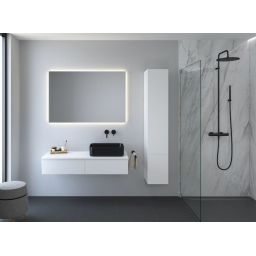 Kronenbach Cube szafka z blatem 121x48,7x23,5 cm podumywalkowa wisząca biały połysk KBWTKOWTL1212WH