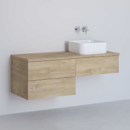 Kronenbach Cube szafka z blatem 121x48,7x44,5 cm podumywalkowa wisząca jasny dąb KBWTKOWTL1213GH