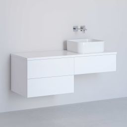 Kronenbach Cube szafka z blatem 121x48,7x44,5 cm podumywalkowa wisząca biały połysk KBWTKOWTL1213WH