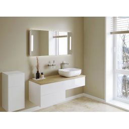 Kronenbach Cube szafka z blatem 121x48,7x44,5 cm podumywalkowa wisząca biały połysk-jasny dąb KBWTKOWTL1213WHGH