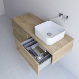 Kronenbach Cube szafka z blatem 121x48,7x44,5 cm podumywalkowa wisząca jasny dąb KBWTKOWTL1214GH