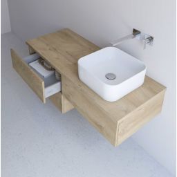 Kronenbach Cube szafka z blatem 121x48,7x44,5 cm podumywalkowa wisząca jasny dąb KBWTKOWTL1214GH