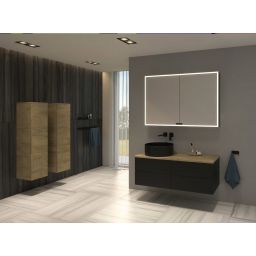 Kronenbach Cube szafka z blatem 121x48,7x44,5 cm podumywalkowa wisząca czarny mat-jasny dąb KBWTKOWTL1214SMGH