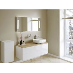 Kronenbach Cube szafka z blatem 121x48,7x44,5 cm podumywalkowa wisząca biały połysk-jasny dąb KBWTKOWTL1214WHGH