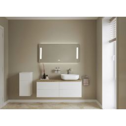 Kronenbach Cube szafka z blatem 121x48,7x44,5 cm podumywalkowa wisząca biały połysk-jasny dąb KBWTKOWTL1214WHGH