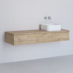 Kronenbach Cube szafka z blatem 141x48,7x23,5 cm podumywalkowa wisząca jasny dąb KBWTKOWTL1412GH