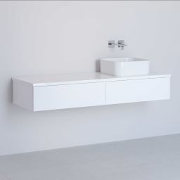 Kronenbach Cube szafka z blatem 141x48,7x23,5 cm podumywalkowa wisząca biały połysk KBWTKOWTL1412WH