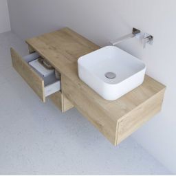 Kronenbach Cube szafka z blatem 121x48,7x44,5 cm podumywalkowa wisząca jasny dąb KBWTKOWTL1213GH