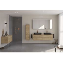 Kronenbach Cube szafka z blatem 141x48,7x44,5 cm podumywalkowa wisząca jasny dąb KBWTKOWTL1414GH