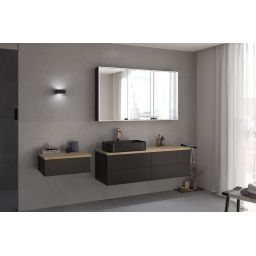 Kronenbach Cube szafka z blatem 141x48,7x44,5 cm podumywalkowa wisząca czarny mat-jasny dąb KBWTKOWTL1414SMGH